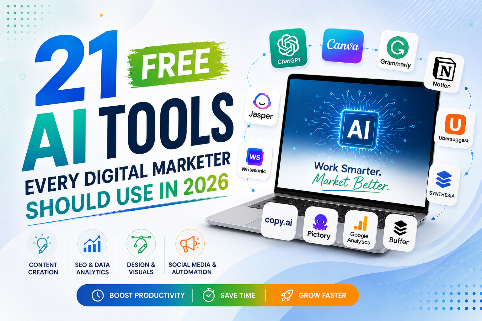 You are currently viewing 21 Free AI Tools Every Digital Marketer Should Use in 2026